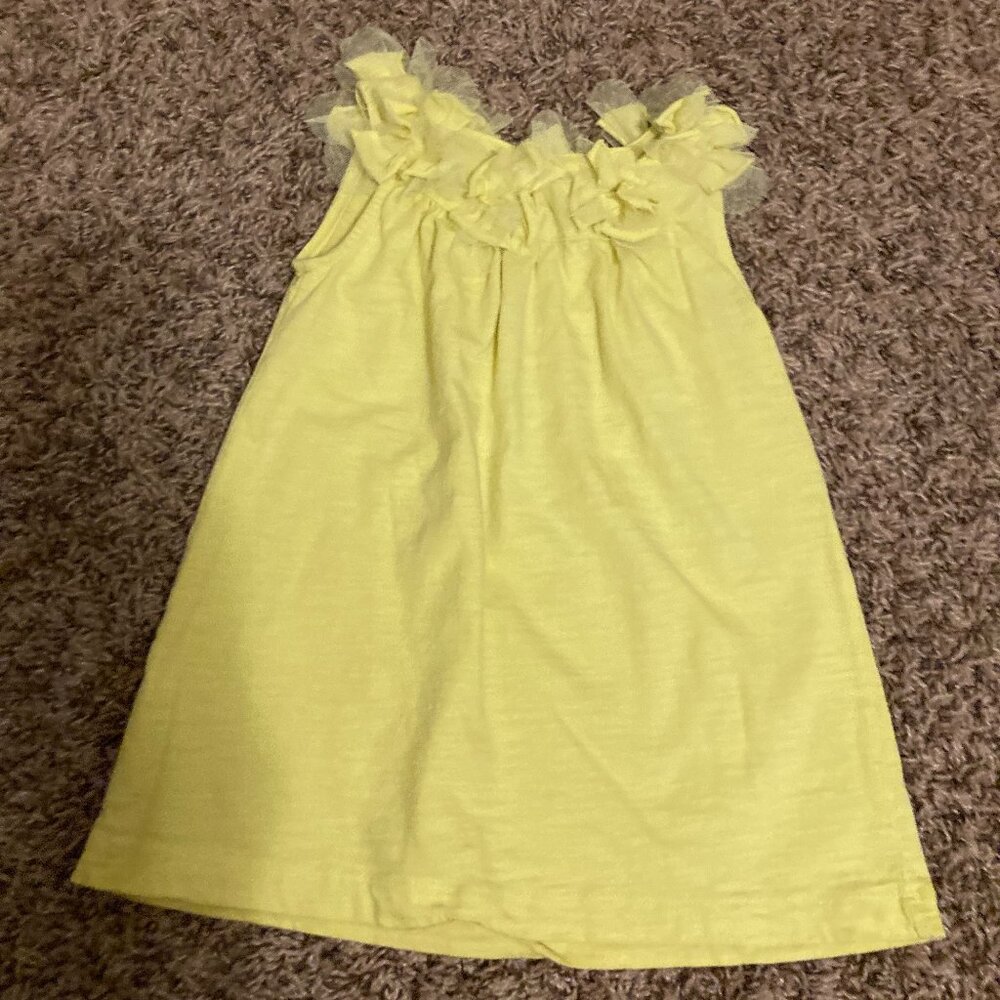 Tea Collection Tulle Ruffle Dress 18-24 Months Yellow Sleeveless Cotton Buttons